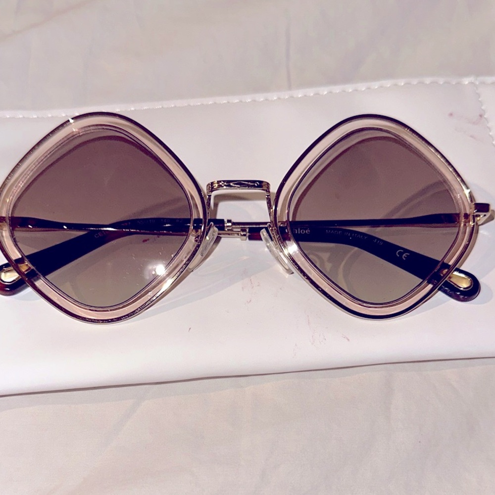 Chloe Gold and Brown Sunglasses